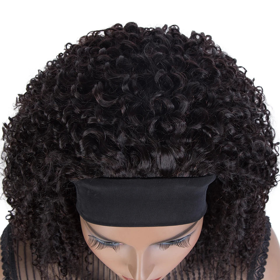 Brazilian Curly Headband Wig | Glueless Jerry Curl Remy Human Hair (Full Machine Made, Beginner Friendly) Luxegan