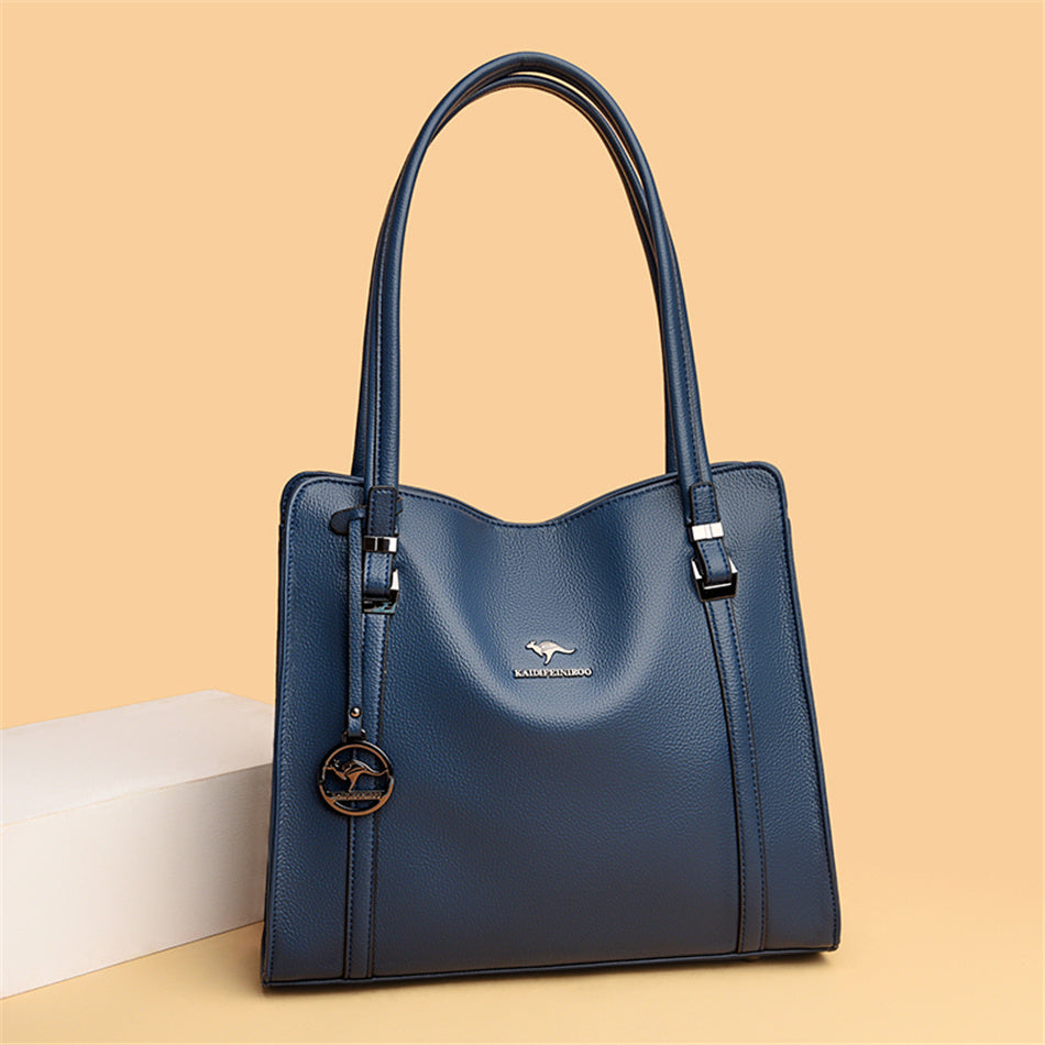 Genuine Soft PU Leather Handbags for Women | Vintage Shoulder Tote Bag & Large Capacity Purse