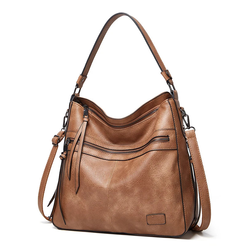 Designer Brand Large Winter Messenger Bag | Women's High-Capacity PU Leather Travel Satchel | Feminine Thread-Pattern Weekend Shoulder Bag (Model HZR-831) Luxegan