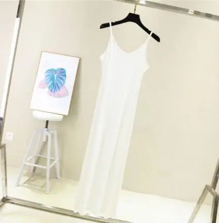 Satin Camisole Slip Dress | O-Neck Spaghetti Strap A-Line Beach & Casual Dress Luxegan
