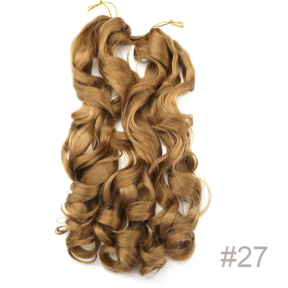 Synthetic Loose Wave Crochet Braiding Hair – Spiral Curls French Curls Pre-Stretched Ombre Braids 16"-26" | 6 Packs Luxegan