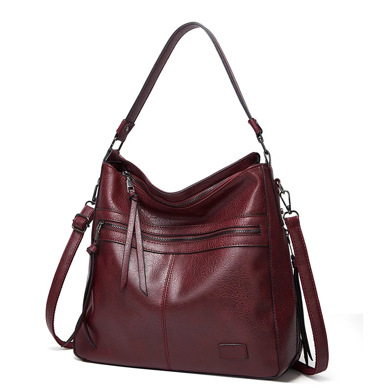 Designer Brand Large Winter Messenger Bag | Women's High-Capacity PU Leather Travel Satchel | Feminine Thread-Pattern Weekend Shoulder Bag (Model HZR-831) Luxegan