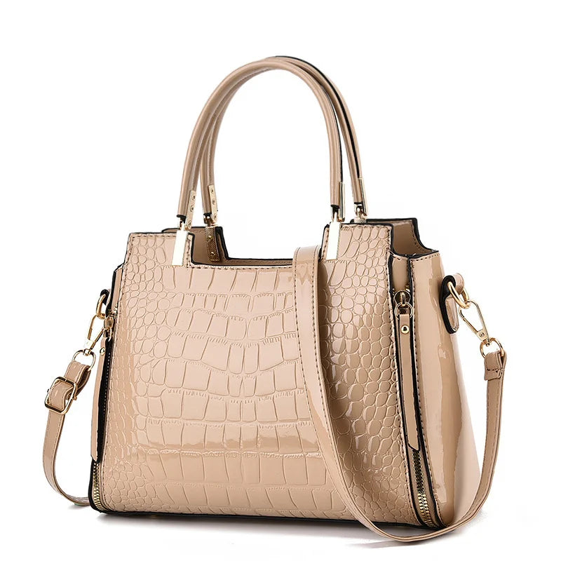 New Crocodile Pattern Large Capacity Shoulder Bag | Versatile Fashion Retro Tote | Simple Elegant Temperament Handbag | High-Quality PU Leather Crossbody Messenger Bag Luxegan