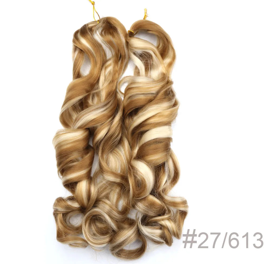 Synthetic Loose Wave Crochet Braiding Hair – Spiral Curls French Curls Pre-Stretched Ombre Braids 16"-26" | 6 Packs Luxegan