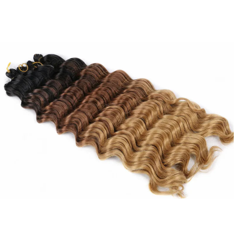20" Deep Curly Crochet Braiding Hair | Deep Wave Bulk Synthetic Braid Extensions | 23 Colors