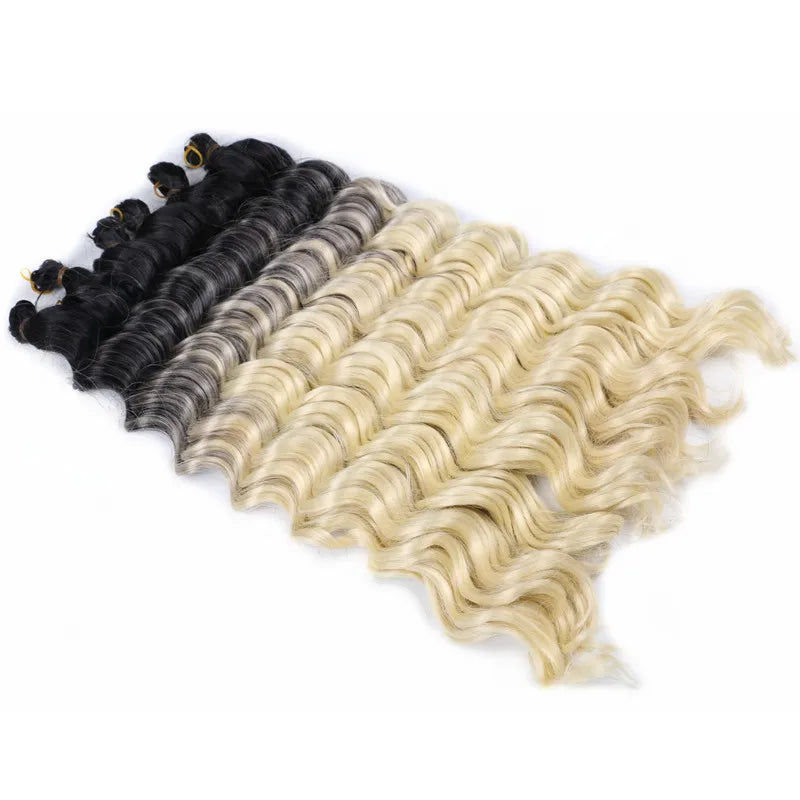 20" Deep Curly Crochet Braiding Hair | Deep Wave Bulk Synthetic Braid Extensions | 23 Colors