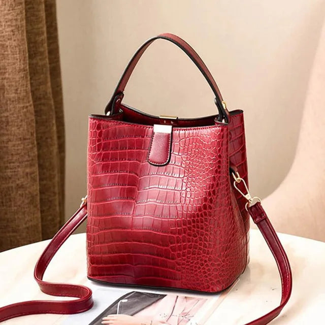 Retro Alligator Bucket Handbag for Women | Sophisticated Crocodile Pattern Large Capacity - view 8