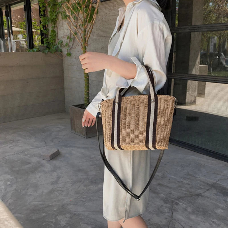 Summer Straw Handbag | Large Capacity Woven Shoulder Bag & Bohemian Beach Tote Luxegan