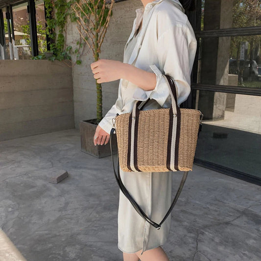 Summer Straw Handbag | Large Capacity Woven Shoulder Bag & Bohemian Beach Tote Luxegan