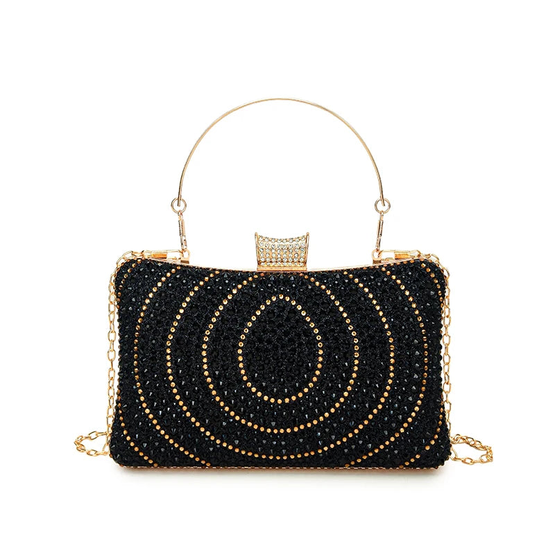 Luxury Women’s Elegant Celebrity Designer Sparkle Clutch | Waterproof Crystal Evening Bag | Fashionable Party Banquet Purse with Crystal Chain (Model A03) Luxegan