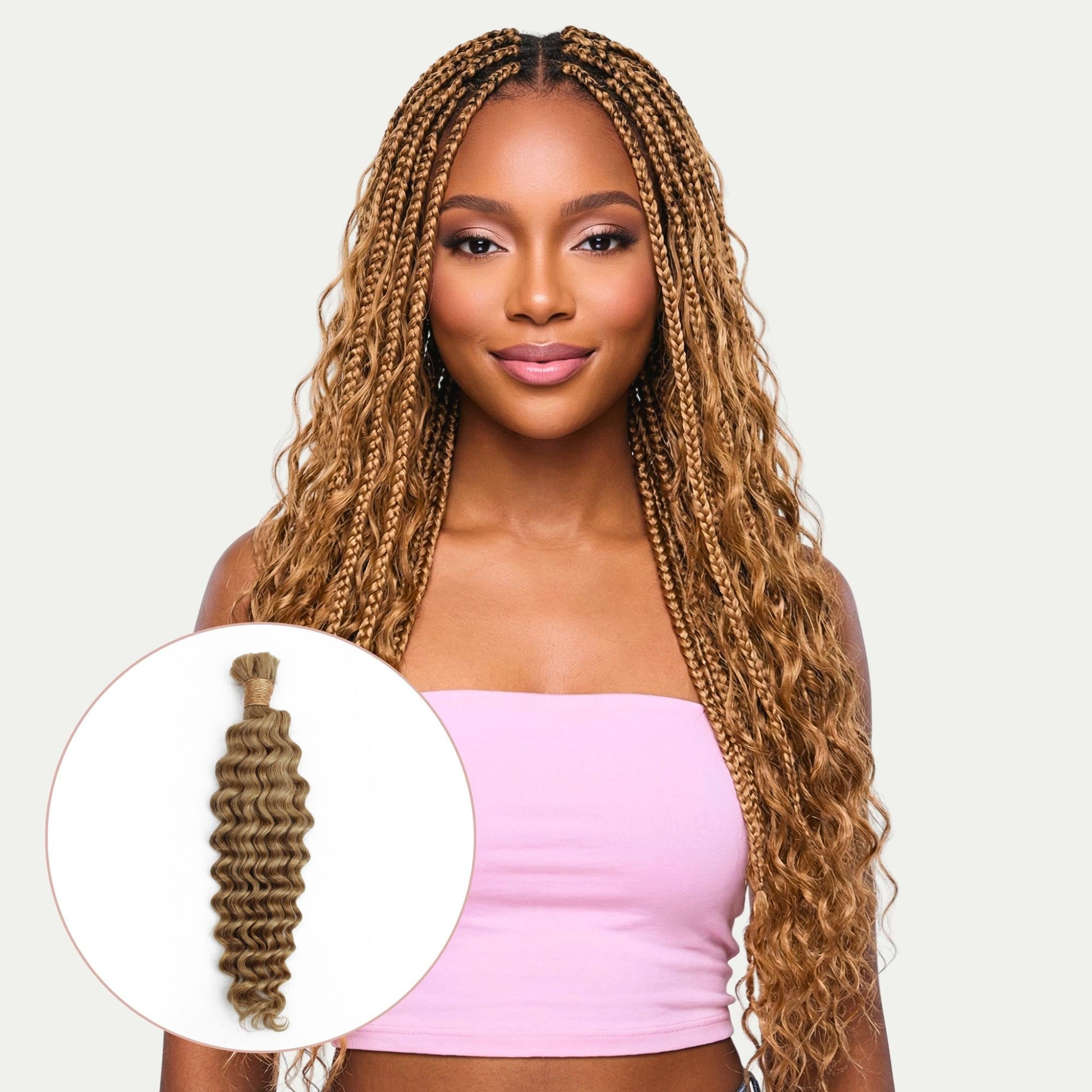 Honey Blonde Deep Wave 27 Bulk 100% Human Braiding Hair Luxegan