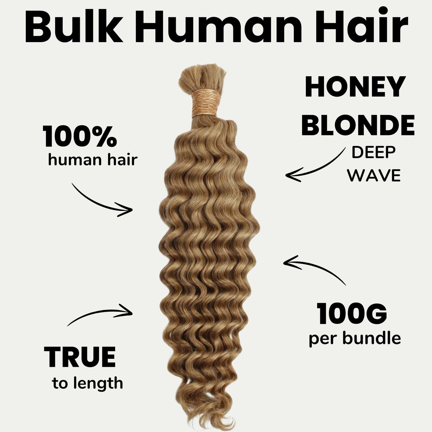 Honey Blonde Deep Wave 27 Bulk 100% Human Braiding Hair Luxegan