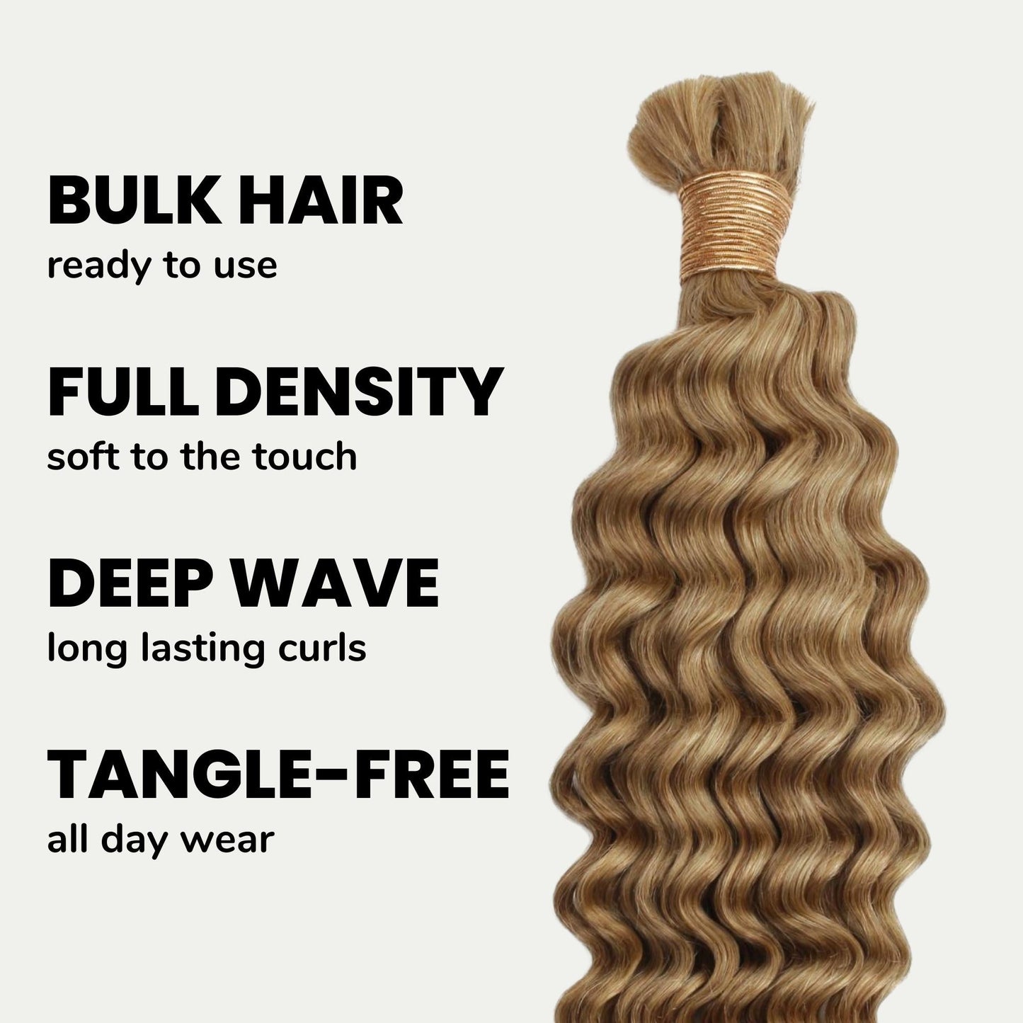 Honey Blonde Deep Wave 27 Bulk 100% Human Braiding Hair Luxegan
