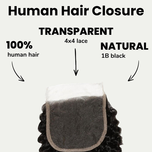 Jerry Curl 4x4 Transparent Lace Human Hair Closure Luxegan
