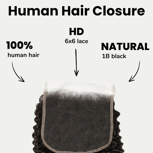Jerry Curl 6x6 HD Lace Human Hair Closure Luxegan