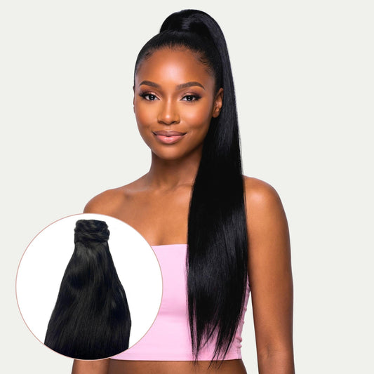 Jet Black 100% Human Hair Ponytail Extension Luxegan