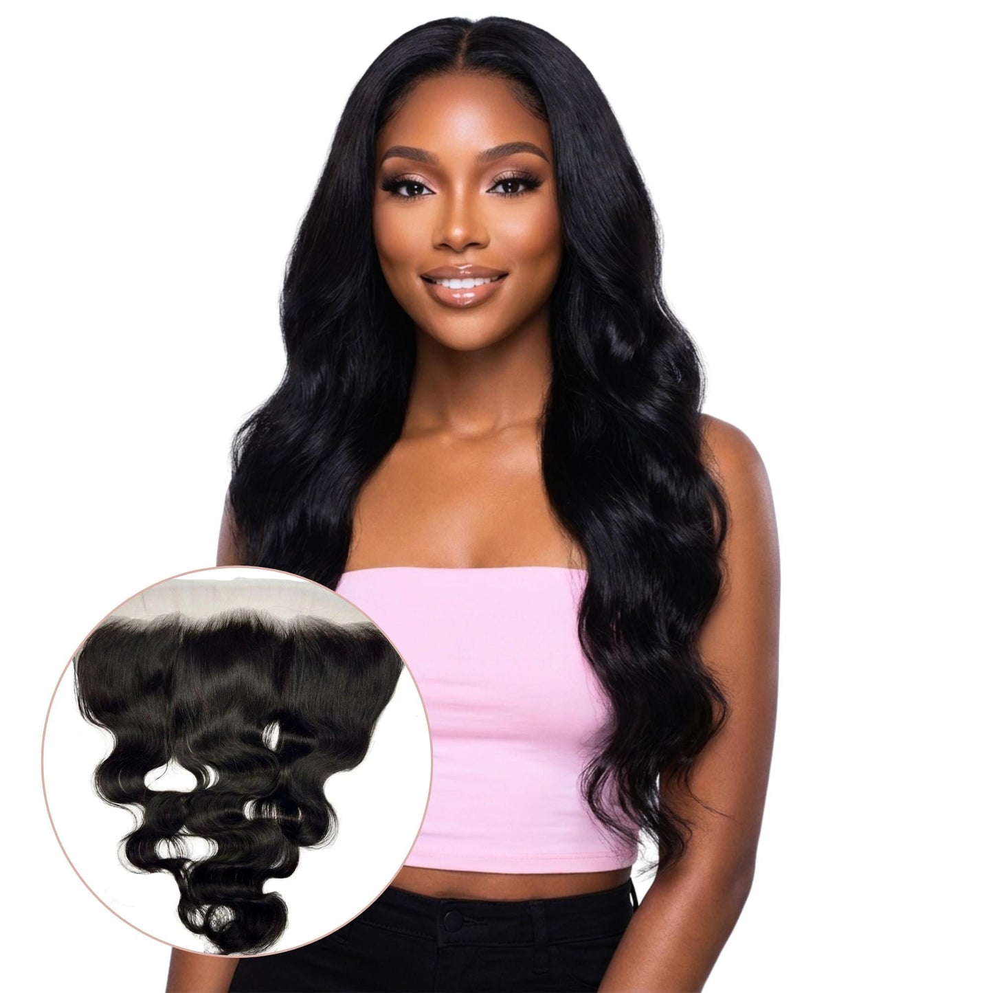 Jet Black Body Wave 13x4 HD Lace Human Hair Frontal Luxegan