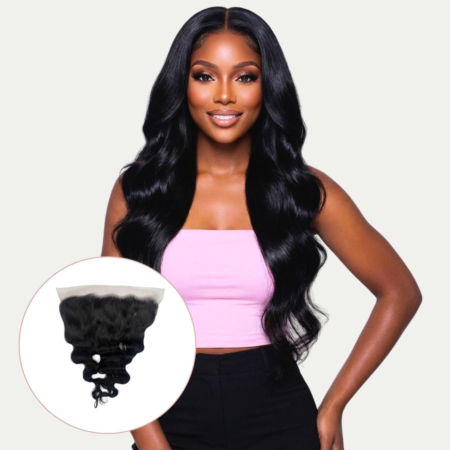 Jet Black Body Wave 13x6 HD Lace Human Hair Frontal Luxegan