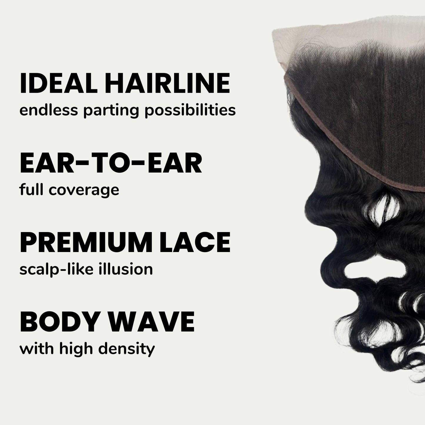 Jet Black Body Wave 13x6 HD Lace Human Hair Frontal Luxegan