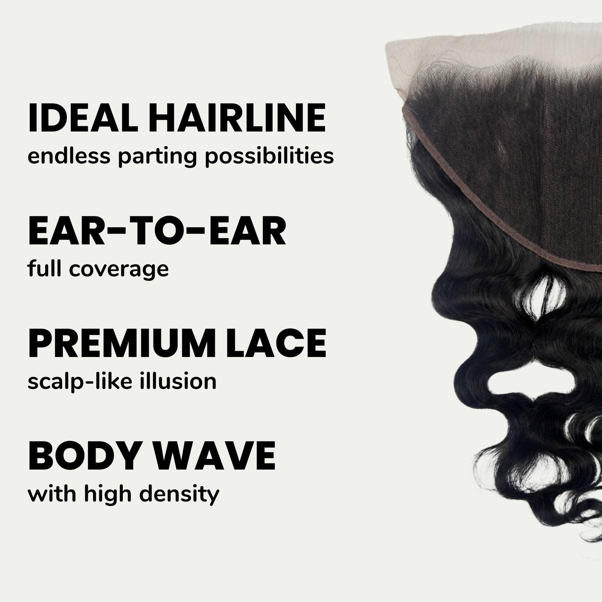 Jet Black Body Wave 13x6 HD Lace Human Hair Frontal Luxegan