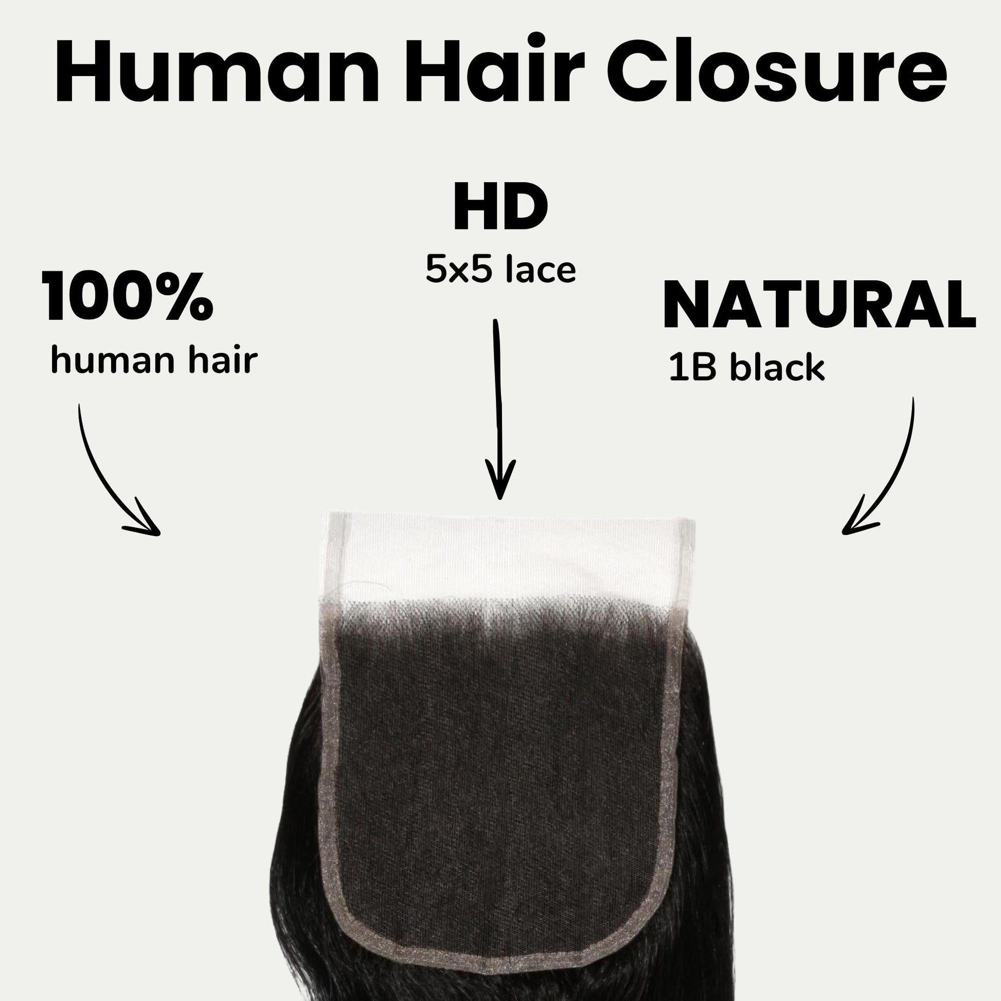 Jet Black Body Wave 5x5 HD Lace Human Hair Closure Luxegan