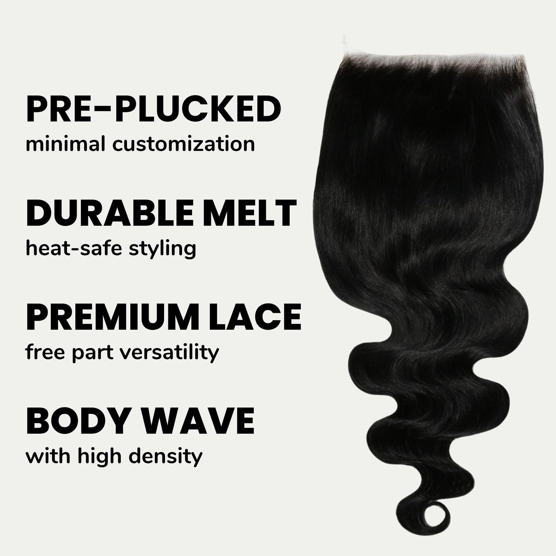 Jet Black Body Wave 6x6 HD Lace Human Hair Closure Luxegan