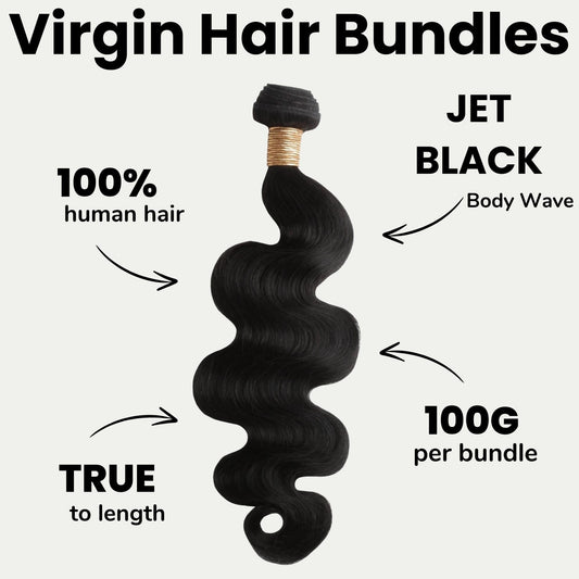 Jet Black Body Wave 100% Human Hair Bundles Luxegan