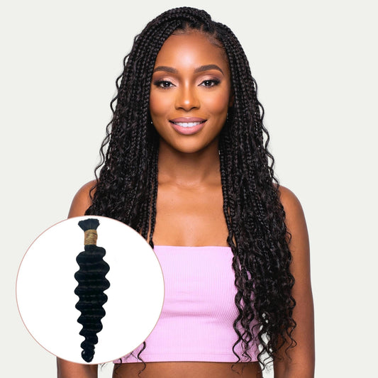 Cabello para trenzar humano 100% Jet Black Deep Wave a granel