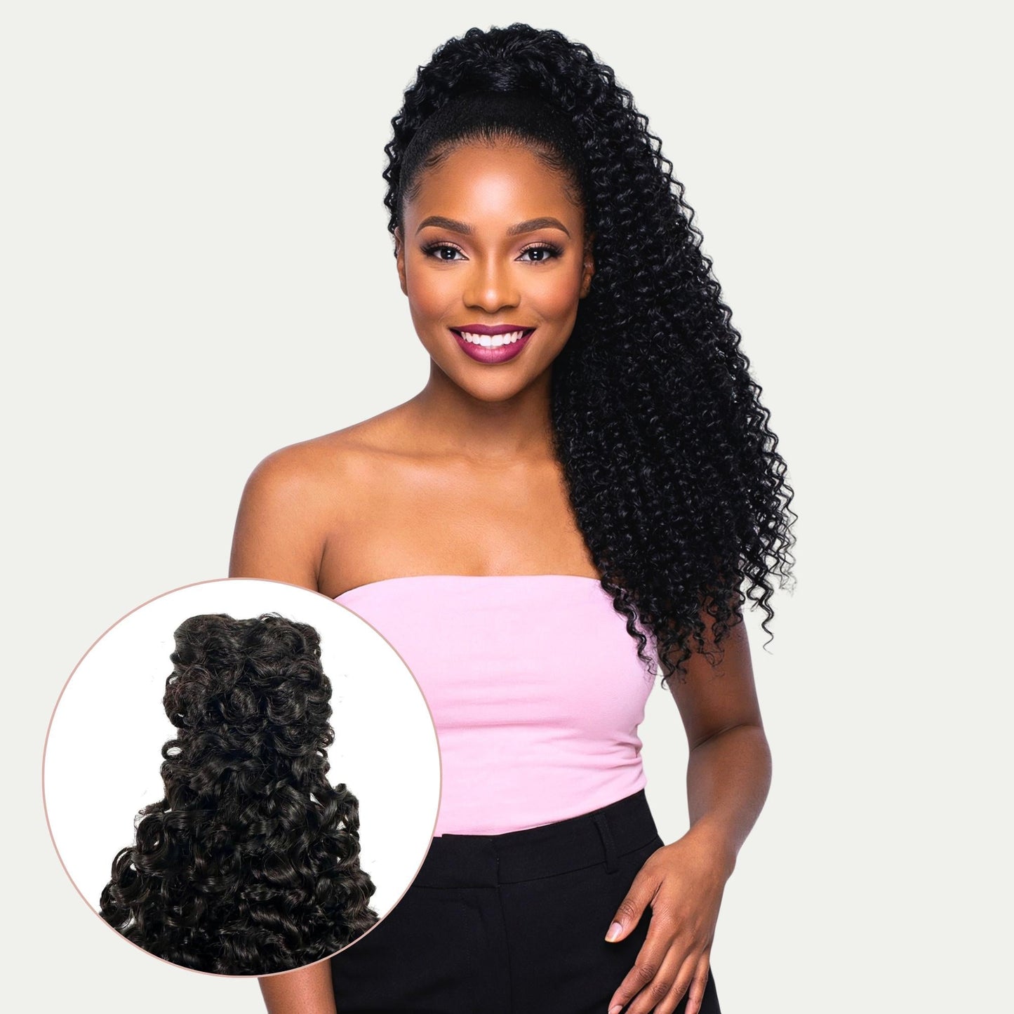 Kinky Curly 100% Human Hair Ponytail Extension Luxegan