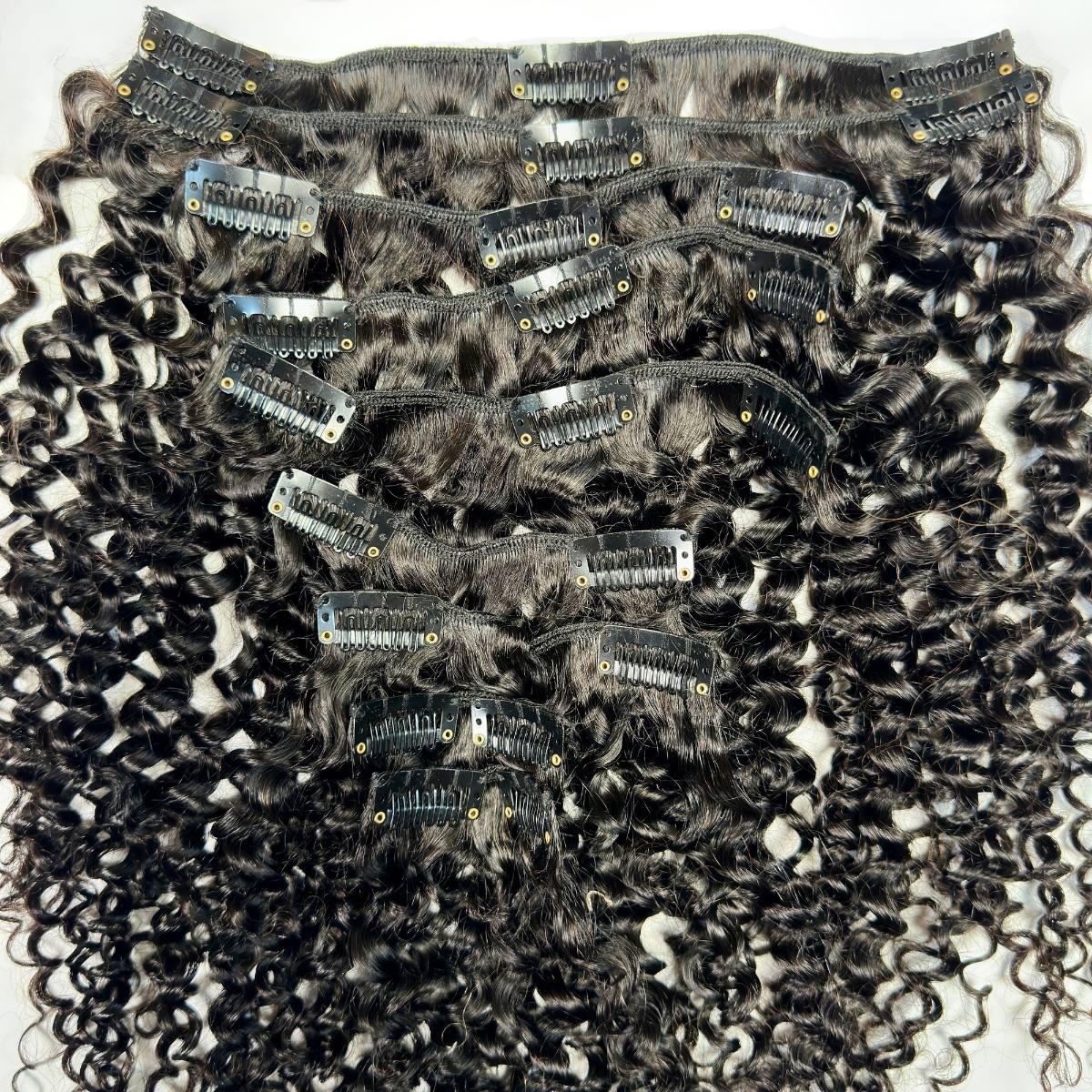 Kinky Curly Clip-In 100% Human Hair Extensions Luxegan