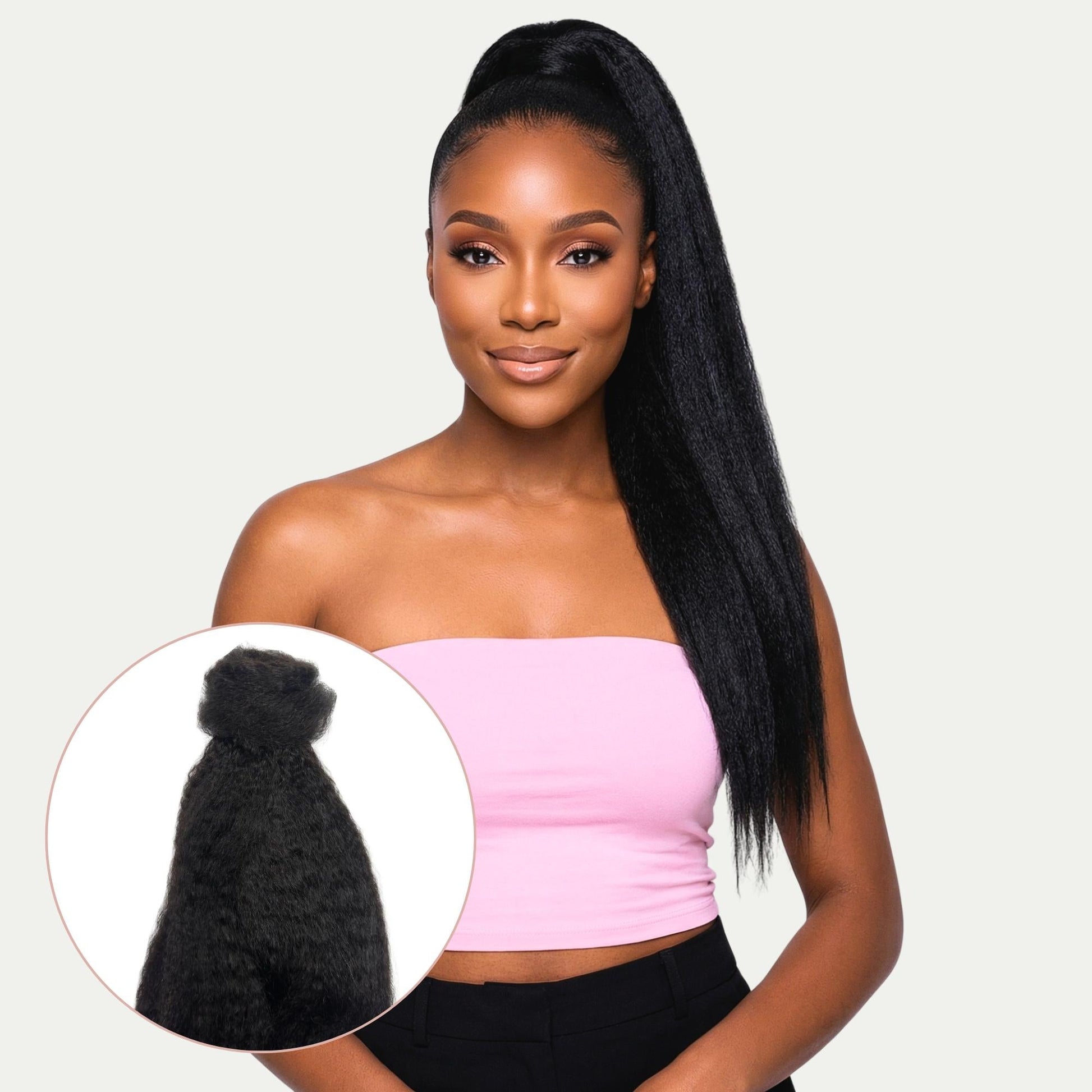Kinky Straight 100% Human Hair Ponytail Extension 