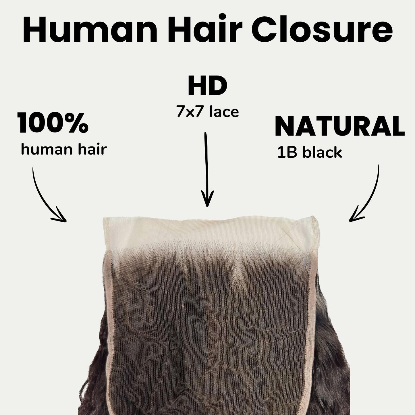 Kinky Straight 7x7 HD Lace Human Hair Closure Luxegan