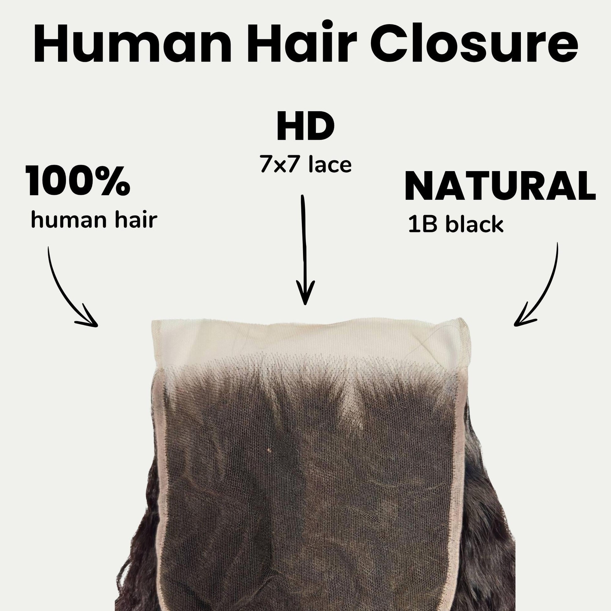 Kinky Straight 7x7 HD Lace Human Hair Closure Luxegan