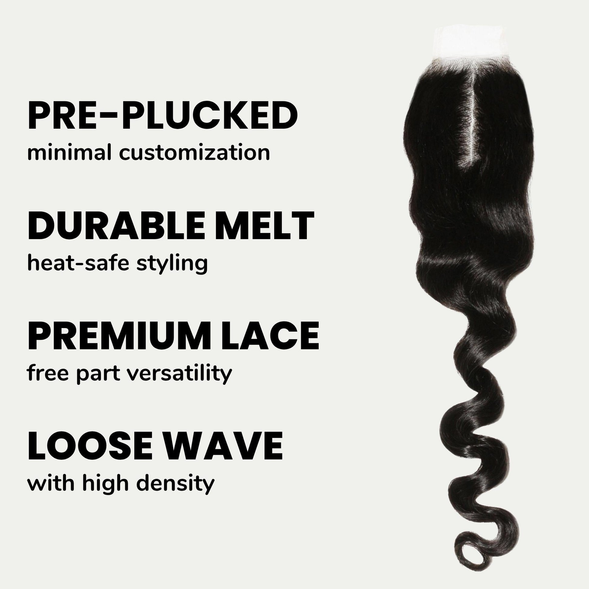 Loose Wave 2x6 Transparent Lace Human Hair Closure Luxegan