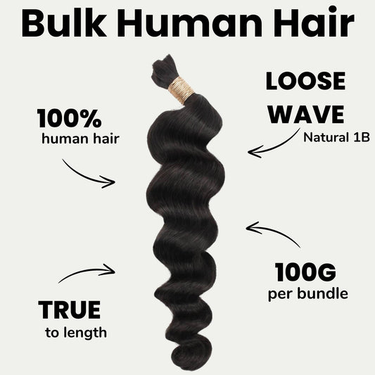 Cabello Ondulado Suelto 100% Humano para Trenzar