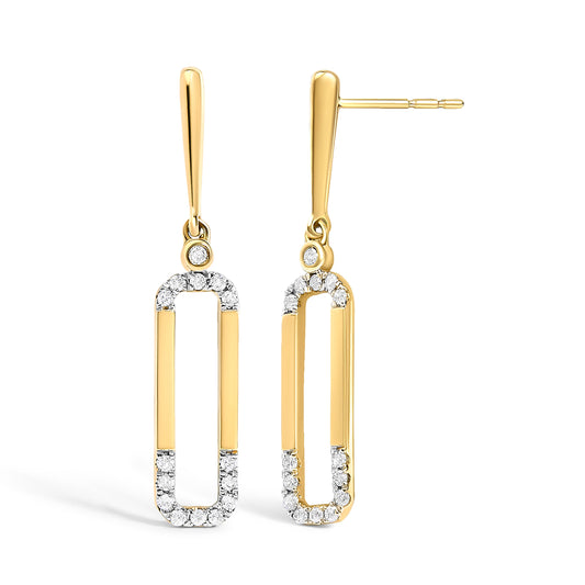 14K Yellow Gold 1/5 Cttw Diamond Paper Clip Dangle Earrings - view 2