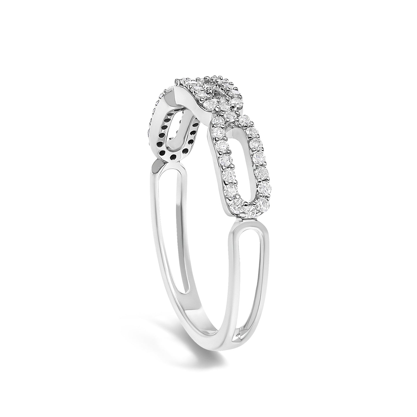 14K White Gold 1/4 Cttw Diamond Paper Clip Ring