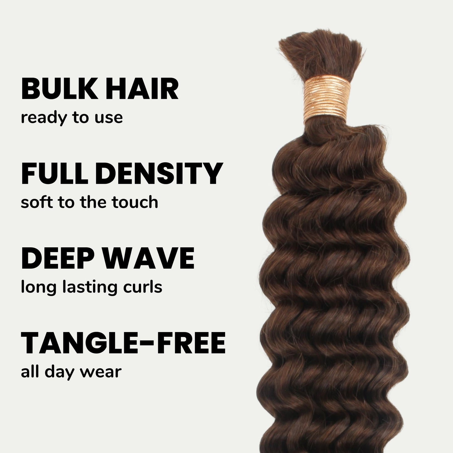 Medium Brown Deep Wave Color 4 Bulk 100% Human Braiding Hair Luxegan