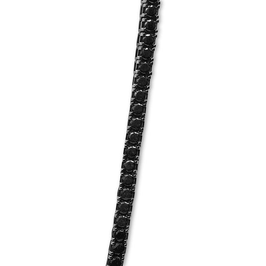 Collar de tenis de ónix negro de plata de ley para hombre