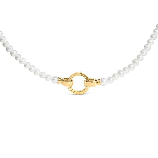 Collar infinito de hebra de perlas de vermeil de oro amarillo de 18 quilates