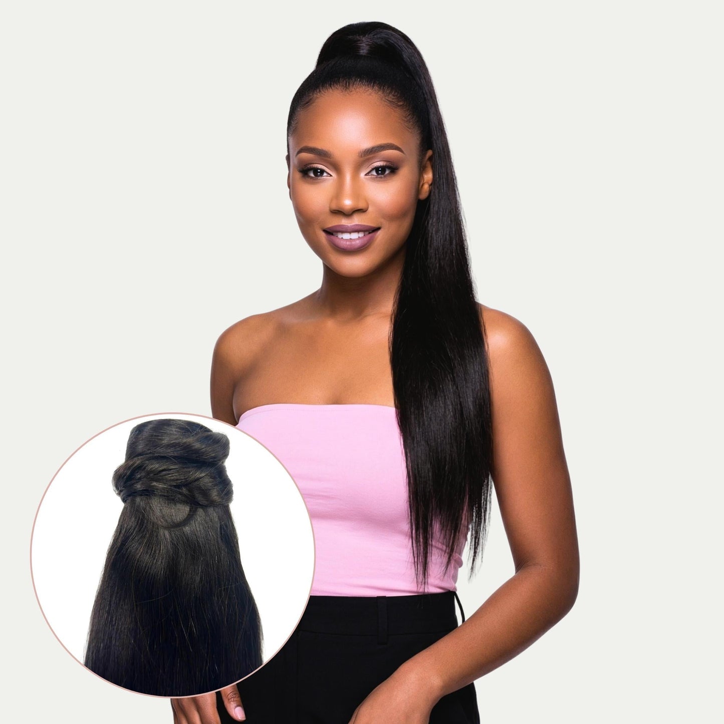 Natural Black 100% Human Hair Ponytail Extension Luxegan