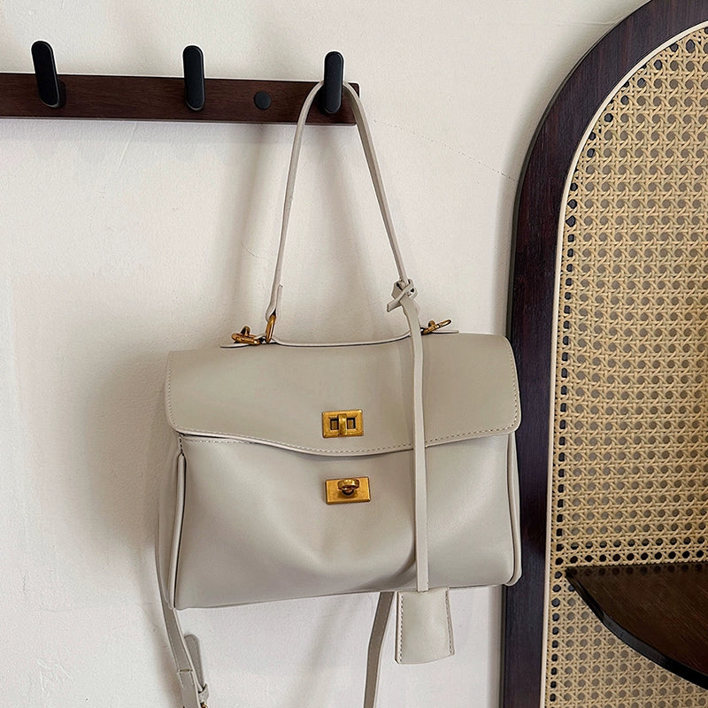 PU Shoulder Underarm Bag | Soft Contrast Color Messenger Bag Luxegan