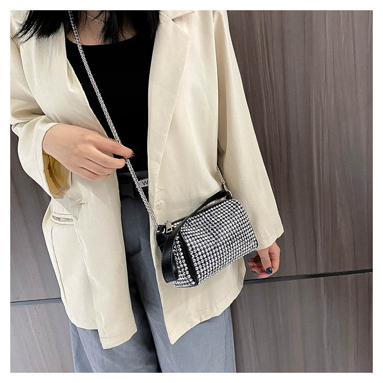 New Arrival Trendy Rhinestone Small Square Bag | Full Diamond Underarm Bag & Diamond-Embedded Women's Shoulder Crossbody Small Handbag Luxegan