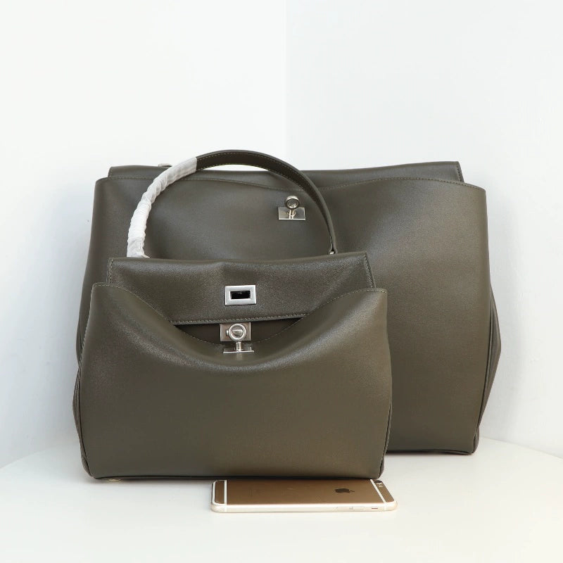 New Arrival B Home Rodeobag Large Capacity Kelly Tote | Genuine Cowhide Leather Soft Shoulder Messenger Bag with Lock Luxegan