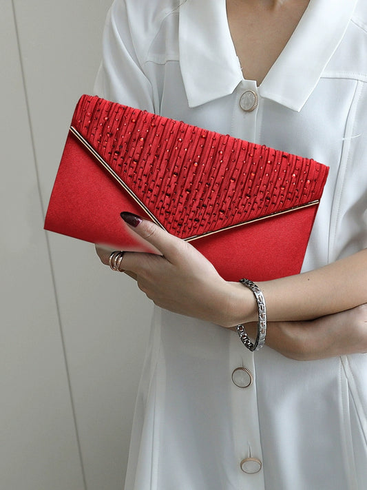 Velvet Diamond Envelope Clutch | Cheongsam Dinner Bag with Single Shoulder Sling Luxegan