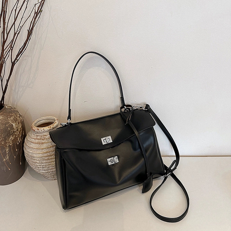 PU Fashion Satchel | Soft Horizontal Square Crossbody Tote Luxegan