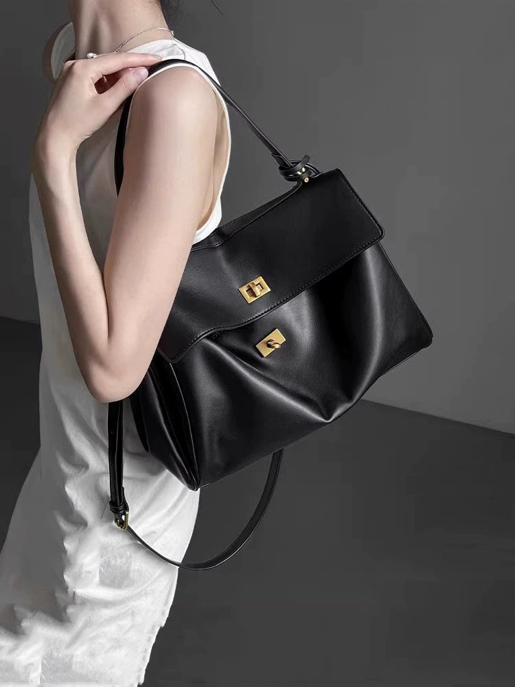 Super Fiber Tote Bag | Soft Large Horizontal Square Shoulder Bag Luxegan