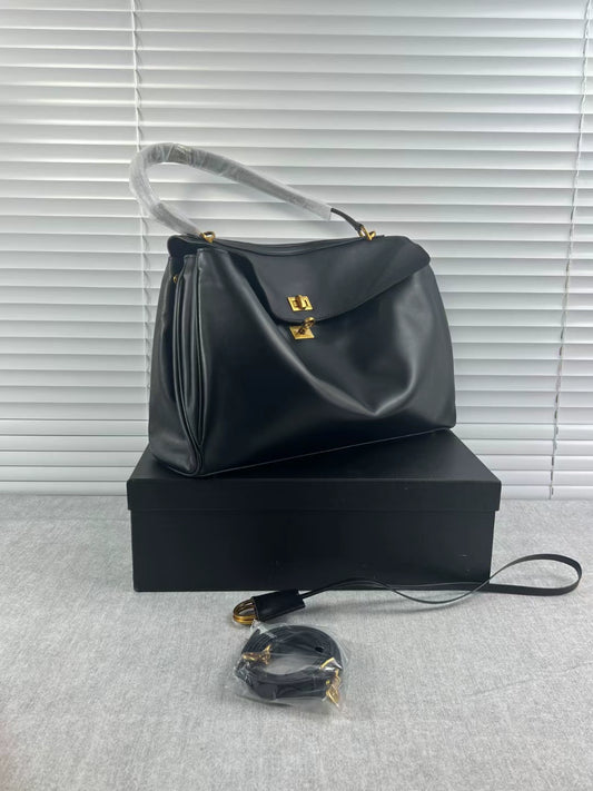 Rodeo Smooth Calfskin Tote Bag | Medium Horizontal Square Crossbody Satchel | Lazy Style Pure Color Leather Handbag Luxegan