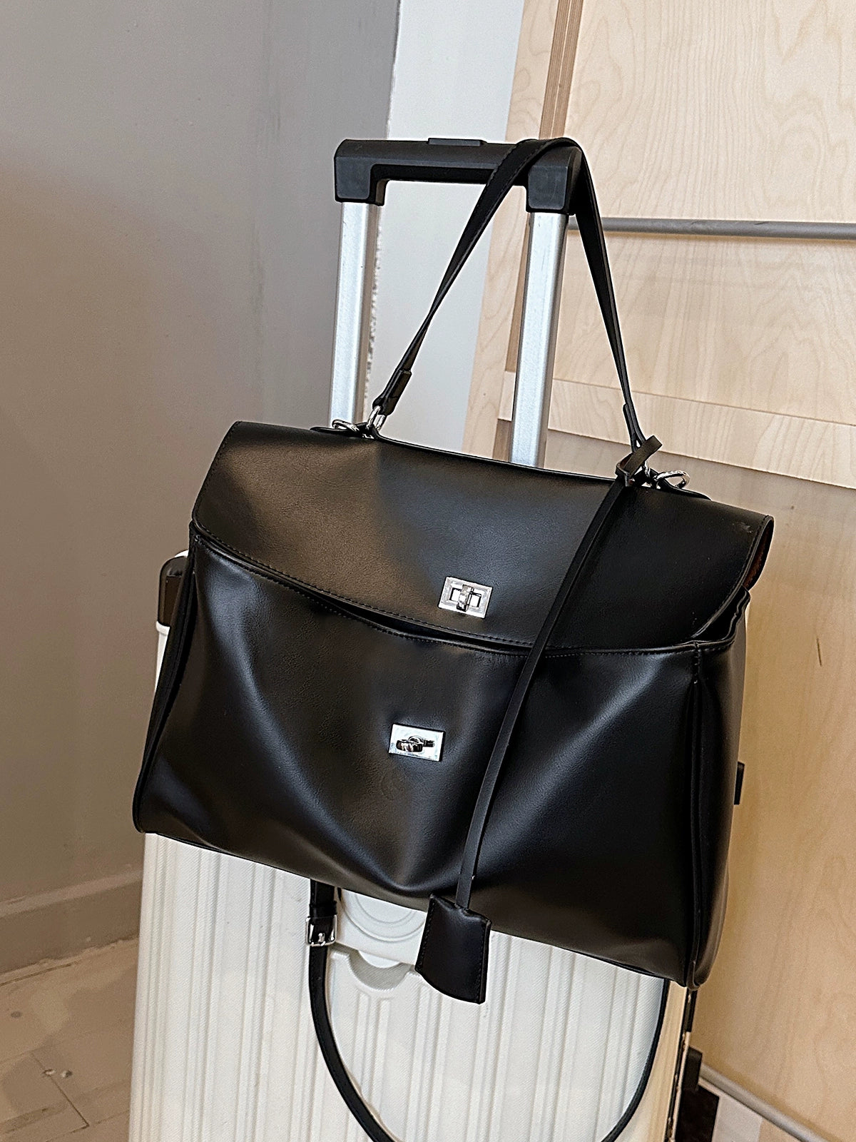 PU Fashion Satchel | Soft Horizontal Square Crossbody Tote Luxegan