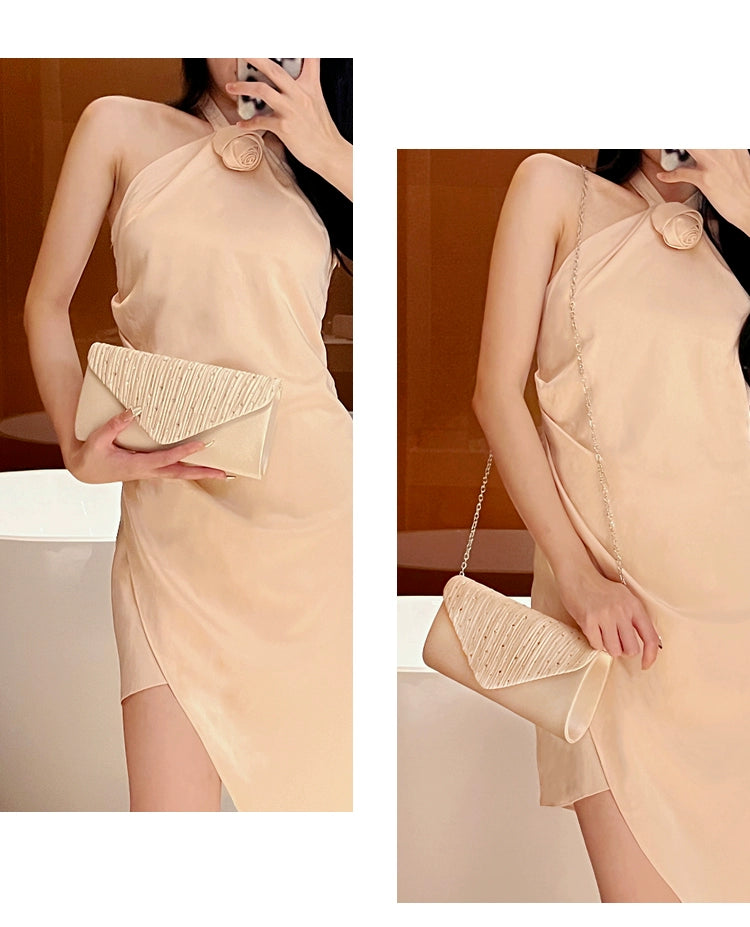 Fabric Diamond Square Box Clutch | Medium Hard Socialite Banquet Bag Luxegan